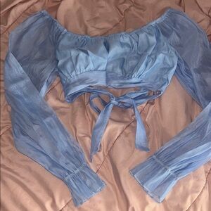 Elegant Blue Off-Shoulder Women's Top